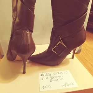 J lo brown high heel boot with buckle size 10